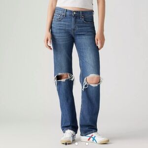 Levi's Blue Distressed Straight Leg Jeans